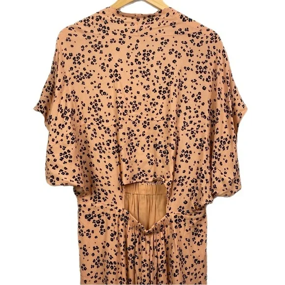 Cupcakes and Cashmere Women’s Summer Peach Midi Dress Animal Print Size Large - Picture 8 of 11